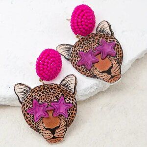 BOHO Y2K Animal Theme Party Vaca Style Acrylic Leopard Head Seed Bead Studs